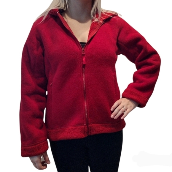 For The Republic Tops - For the Republic thick red fleece hoodie jacket